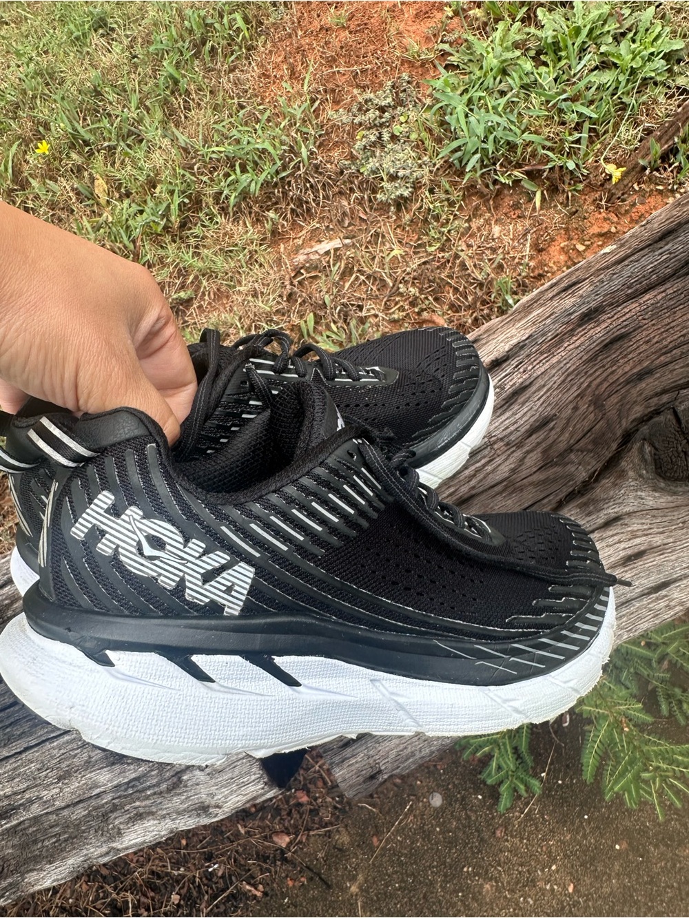 Hoka Kids Black and White Athletic Sneakers